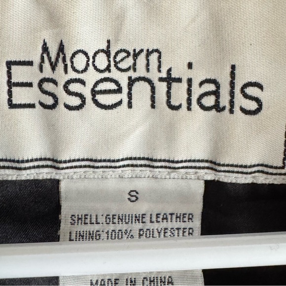 Vintage 90's Modern Essentials Genuine Leather Black Zip Up Belted Blazer Jacket - Picture 3 of 6